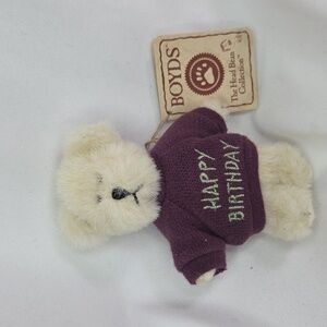Happy Birthday Boyds Bear Plush Message Mini 4" Vintage Rare Retired